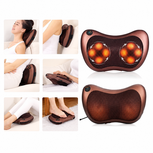 Almofada Massageadora Shiatsu 8 Bolas com Aquecimento para Pescoço, Costas e Lombar