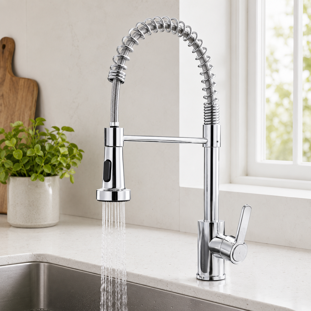 Torneira Gourmet Flexível para Cozinha com Spray Pull Down