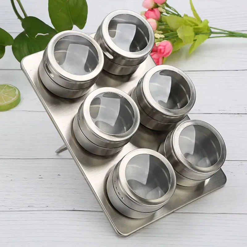 Porta Temperos Magnético com 6 Potes Inox para Cozinha - imagem 1