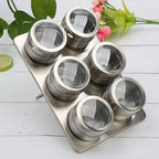 Porta Temperos Magnético com 6 Potes Inox para Cozinha - imagem 1