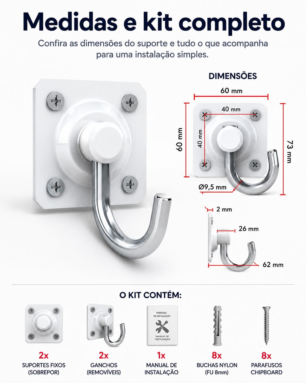 Gancho Removível Resistente Sem Furar para Casa