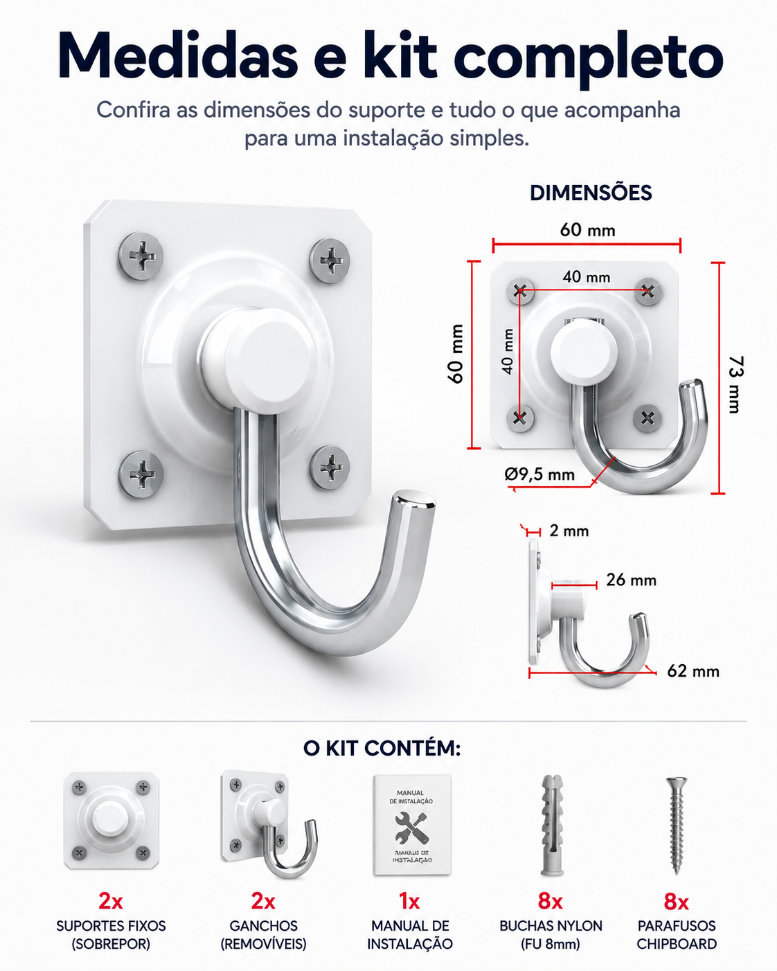 Gancho Removível Resistente Sem Furar para Casa