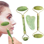 Rolo Facial Jade com Gua Sha para Autocuidado - medidas ou especificacoes