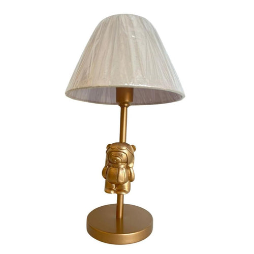 Abajur de Mesa Coroa Dourado com Cupula Bege - imagem principal