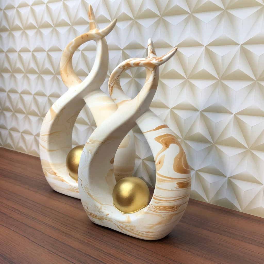Kit Vasos Decorativos com Esfera Dourada - detalhe
