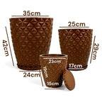 Kit 3 Vasos Diamante com Prato para Plantas - variacao