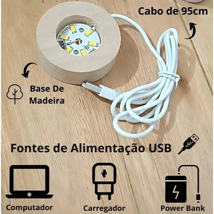 Luminária Crystal Moon LED USB Decorativa