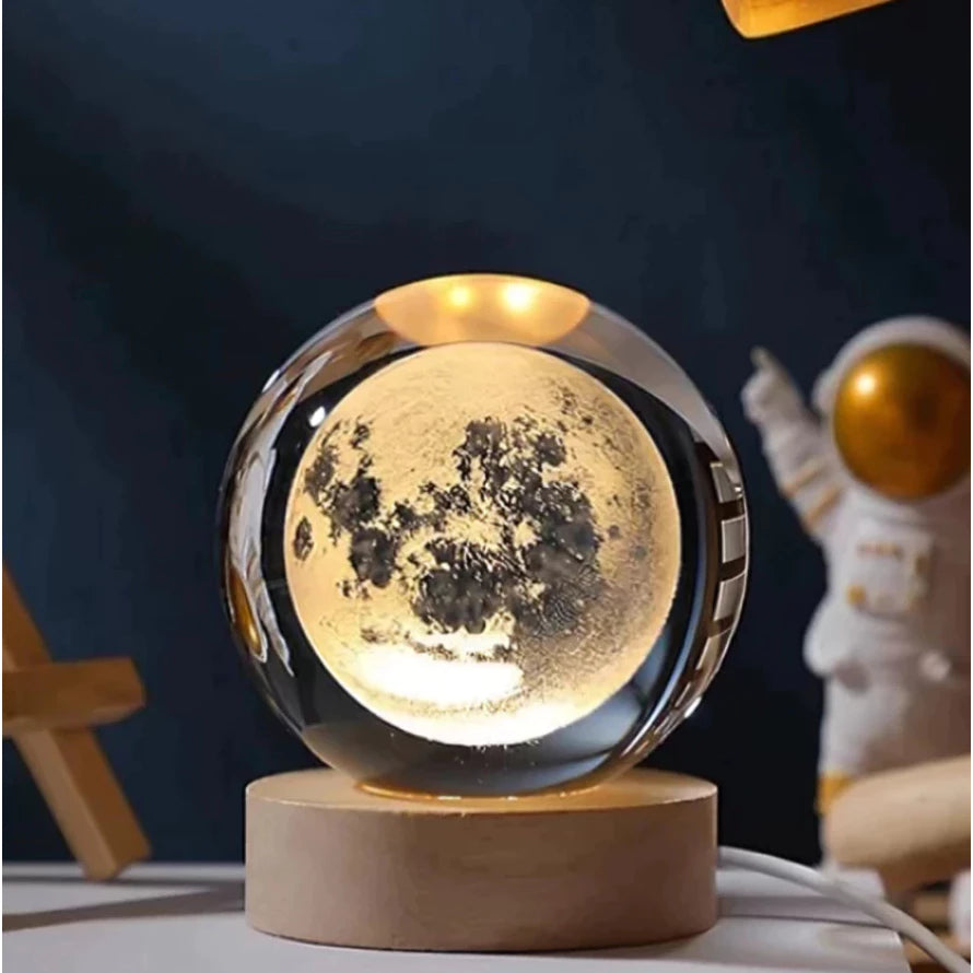 Luminária Crystal Moon LED USB Decorativa