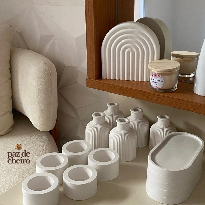 Kit Decorativo Boho com Vela, Vaso e Bandeja - detalhe