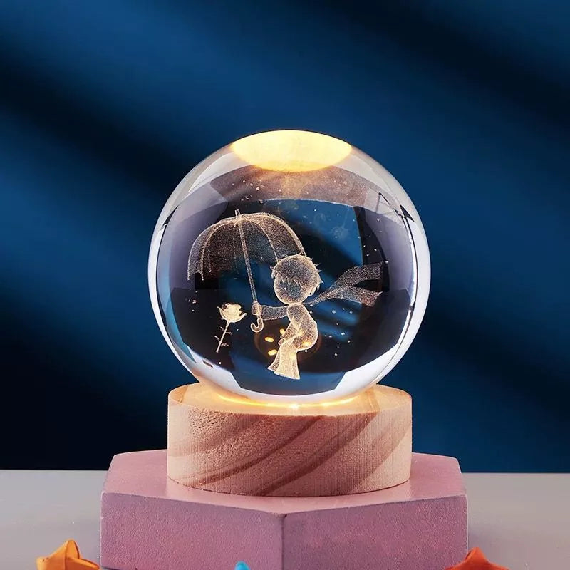 Luminária Crystal Moon LED USB Decorativa