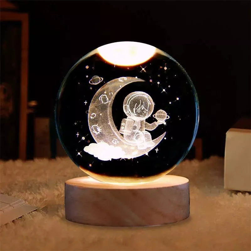 Luminária Crystal Moon LED USB Decorativa