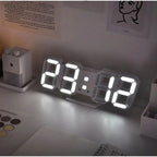 Relógio Digital LED 3D de Parede e Mesa com Luz Noturna