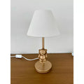 Abajur de Mesa Coroa Dourado com Cúpula Bege