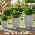 Kit 3 Vasos Diamante com Prato para Plantas - detalhe