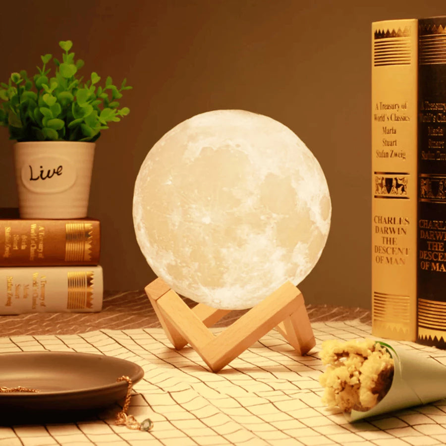 Luminária Lua LED Touch com 3 Tons de Luz