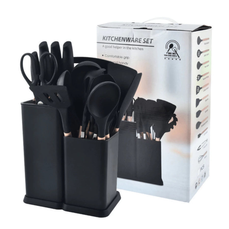 Kit de Utensílios de Cozinha Premium com Suporte