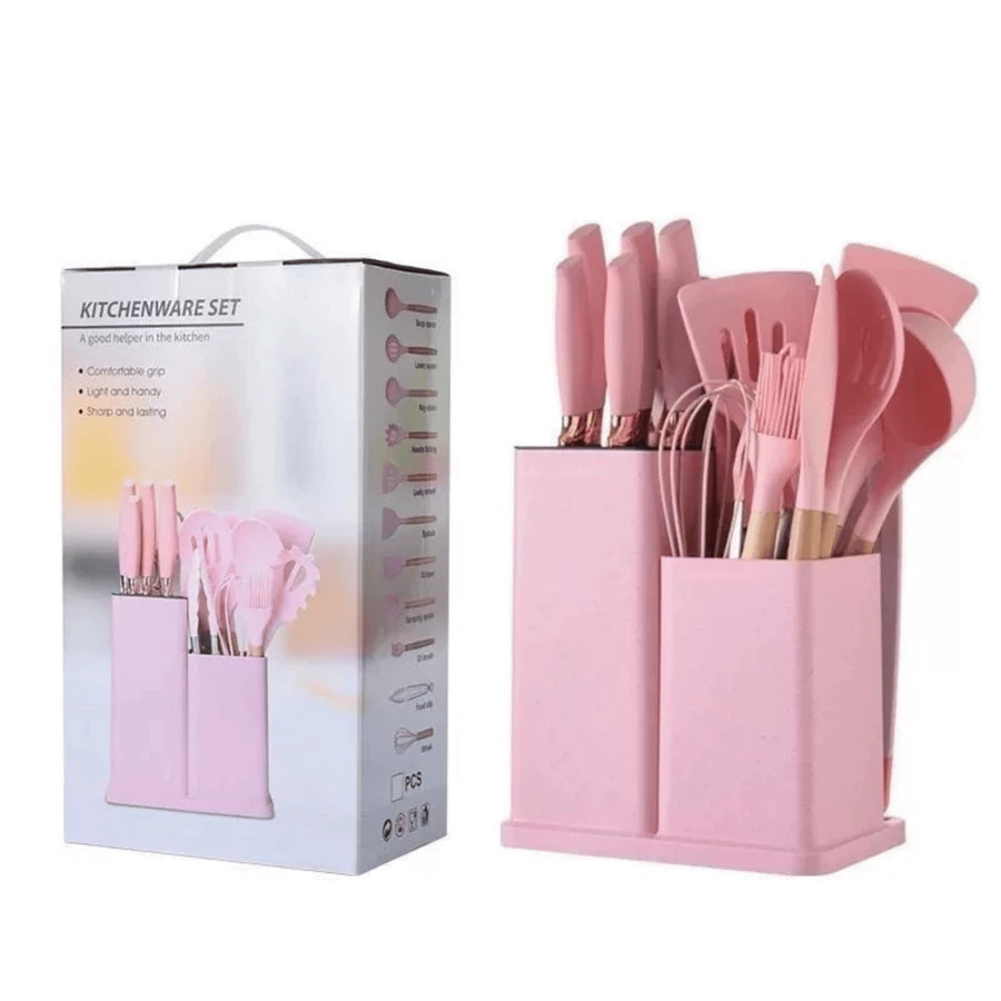 Kit de Utensílios de Cozinha Premium com Suporte
