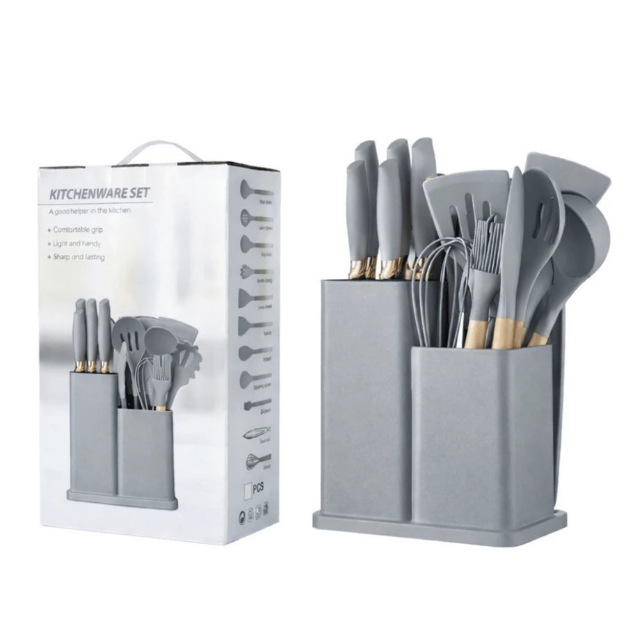 Kit de Utensílios de Cozinha Premium com Suporte