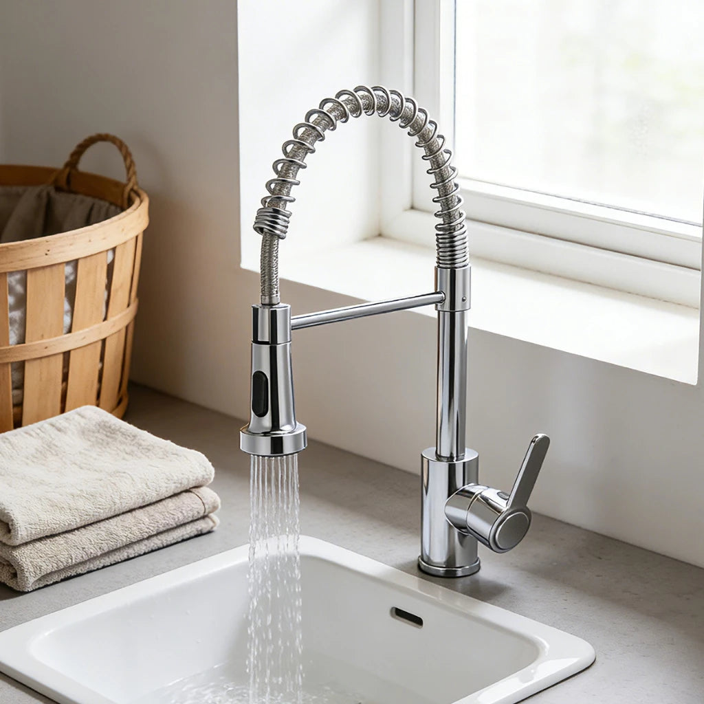 Torneira Gourmet Flexível para Cozinha com Spray Pull Down