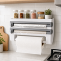Dispenser 3 em 1 de cozinha para papel aluminio filme plastico e papel toalha
