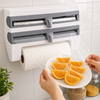 Dispenser de parede cortando filme plastico para alimentos