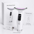 Massageador Facial e Pescoço 3 em 1 com Luz LED e EMS