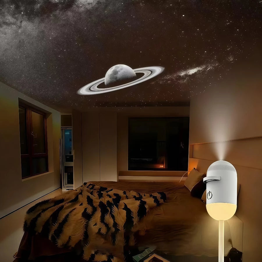 Mini projetor galaxia com cabo USB