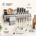 Beneficios do organizador de cozinha inox com ganchos porta facas e escorredor