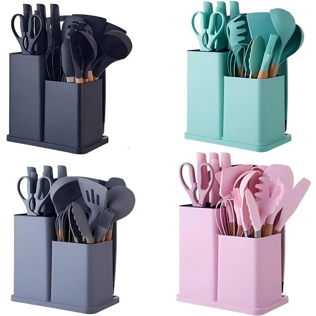 Kit de Utensílios de Cozinha Premium com Suporte