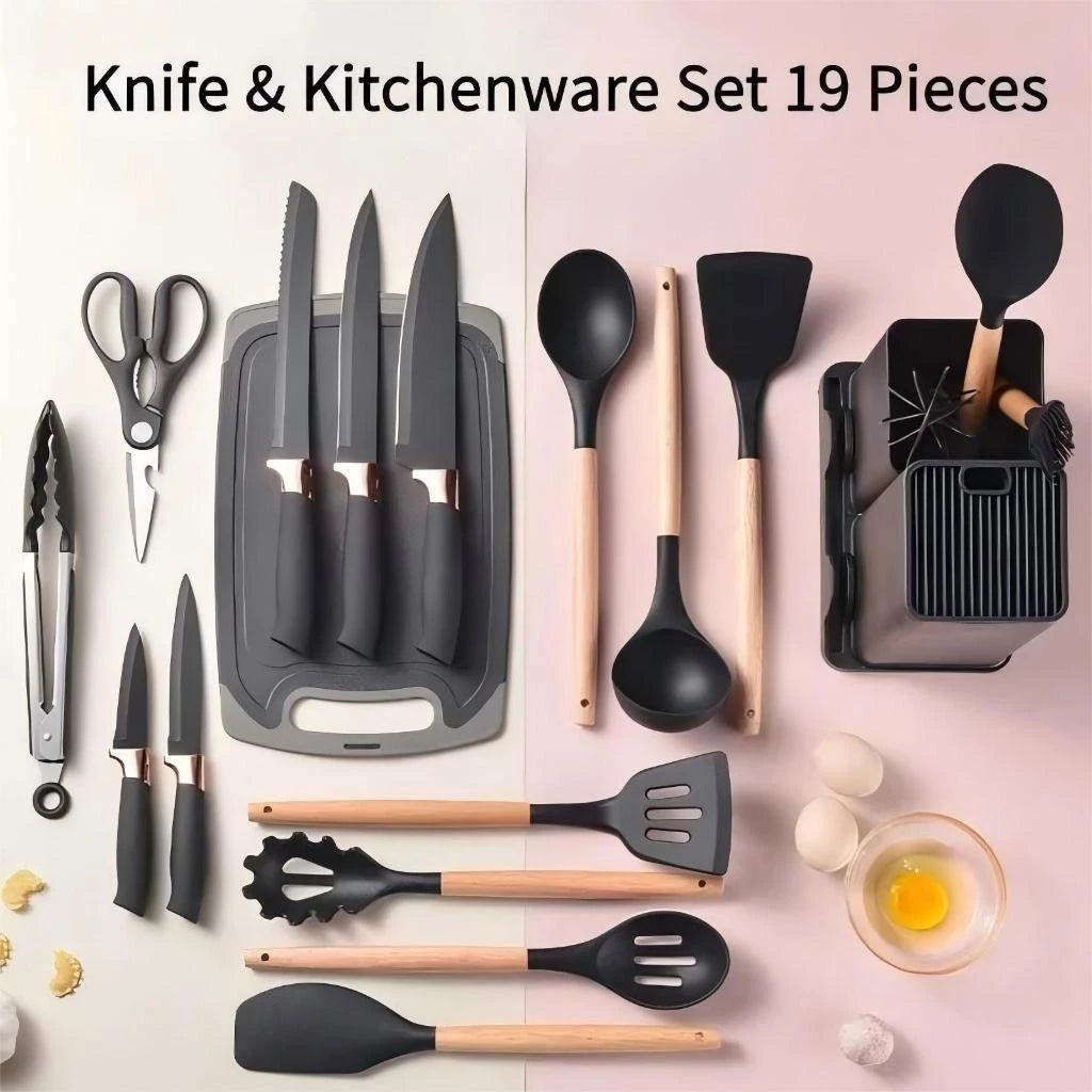 Kit de Utensílios de Cozinha Premium com Suporte