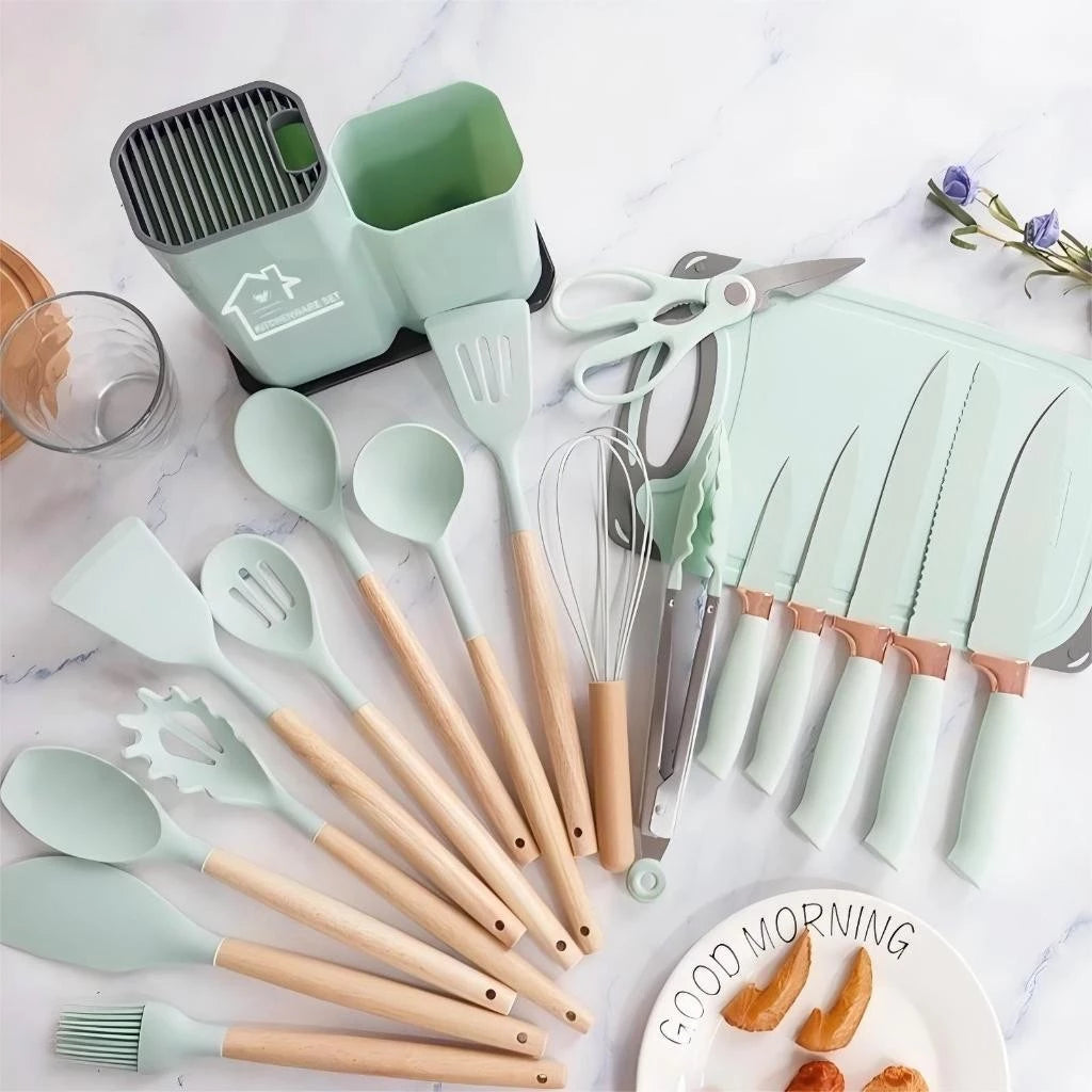 Kit de Utensílios de Cozinha Premium com Suporte