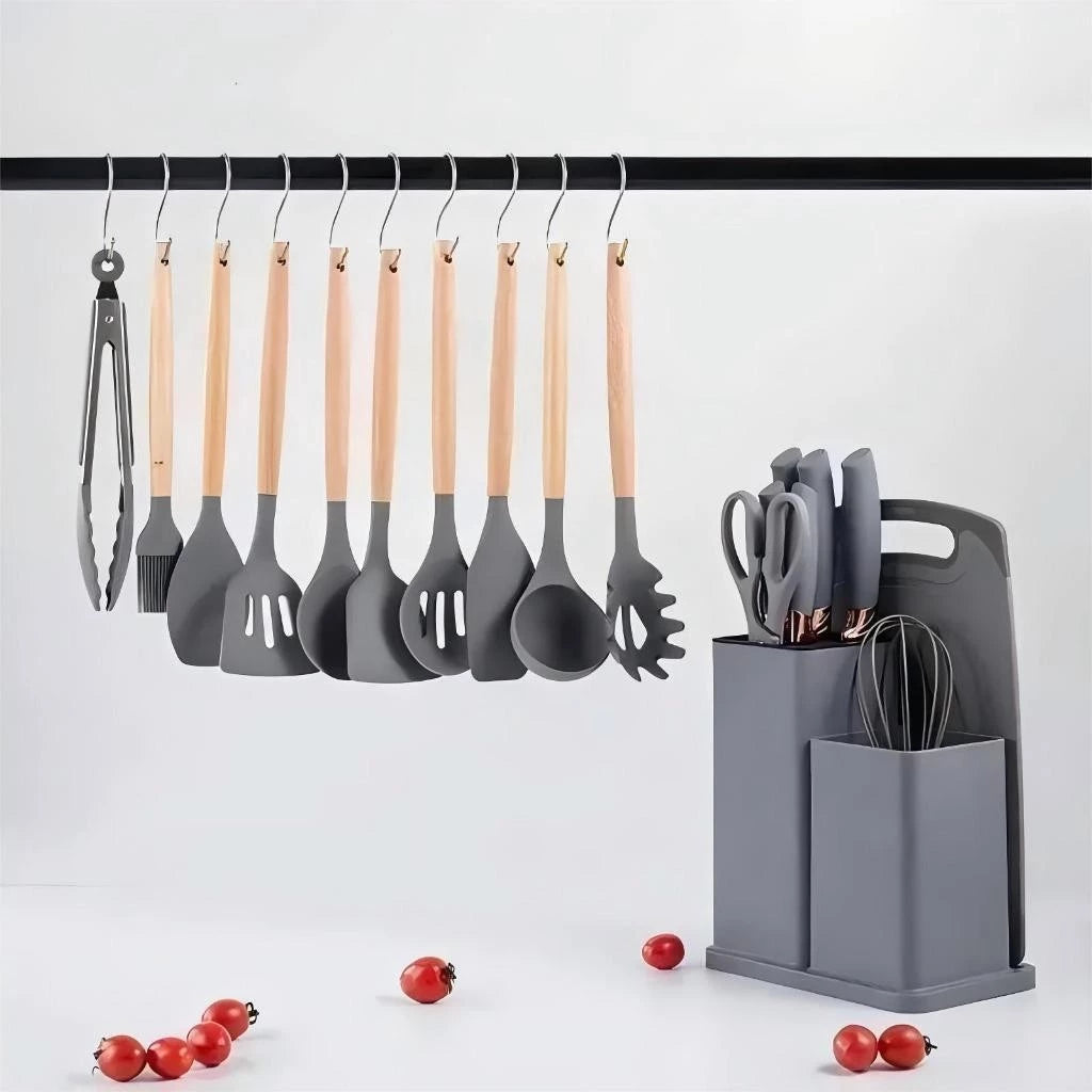 Kit de Utensílios de Cozinha Premium com Suporte