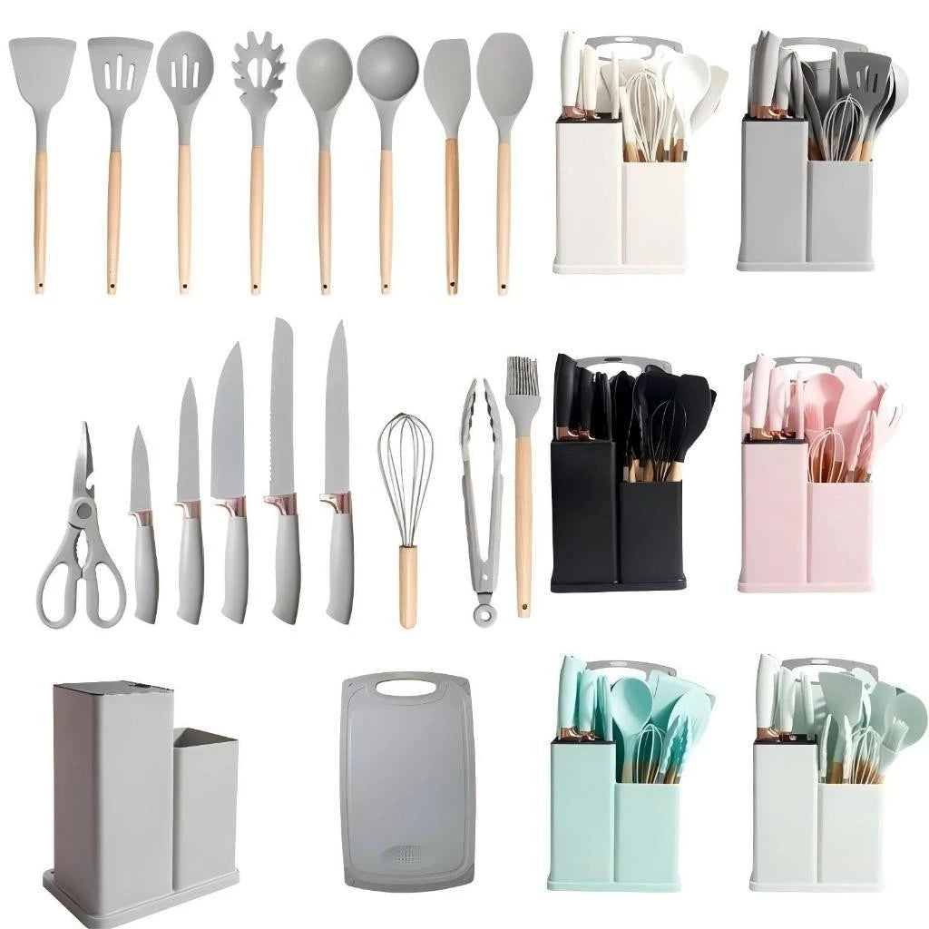 Kit de Utensílios de Cozinha Premium com Suporte