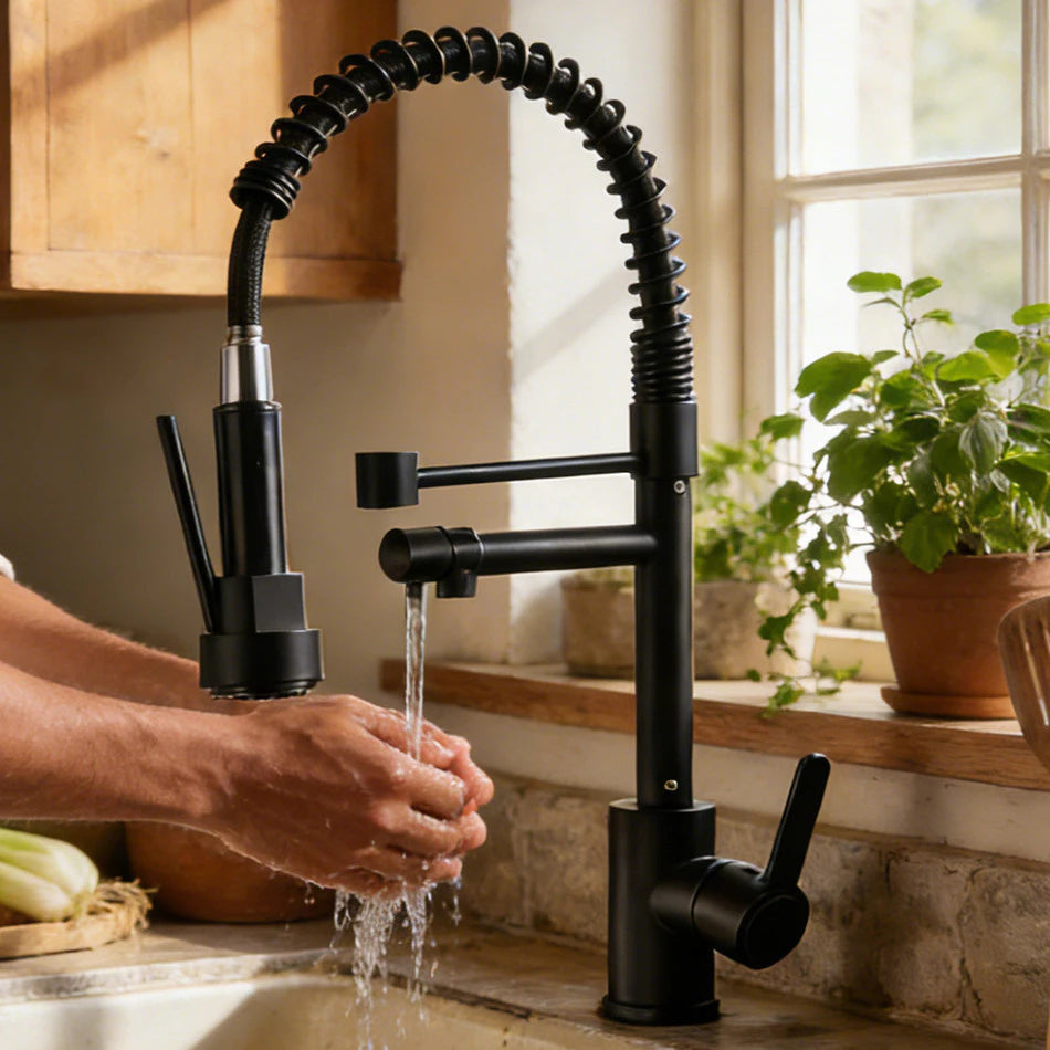 Torneira Gourmet Flexível para Cozinha com Spray Pull Down
