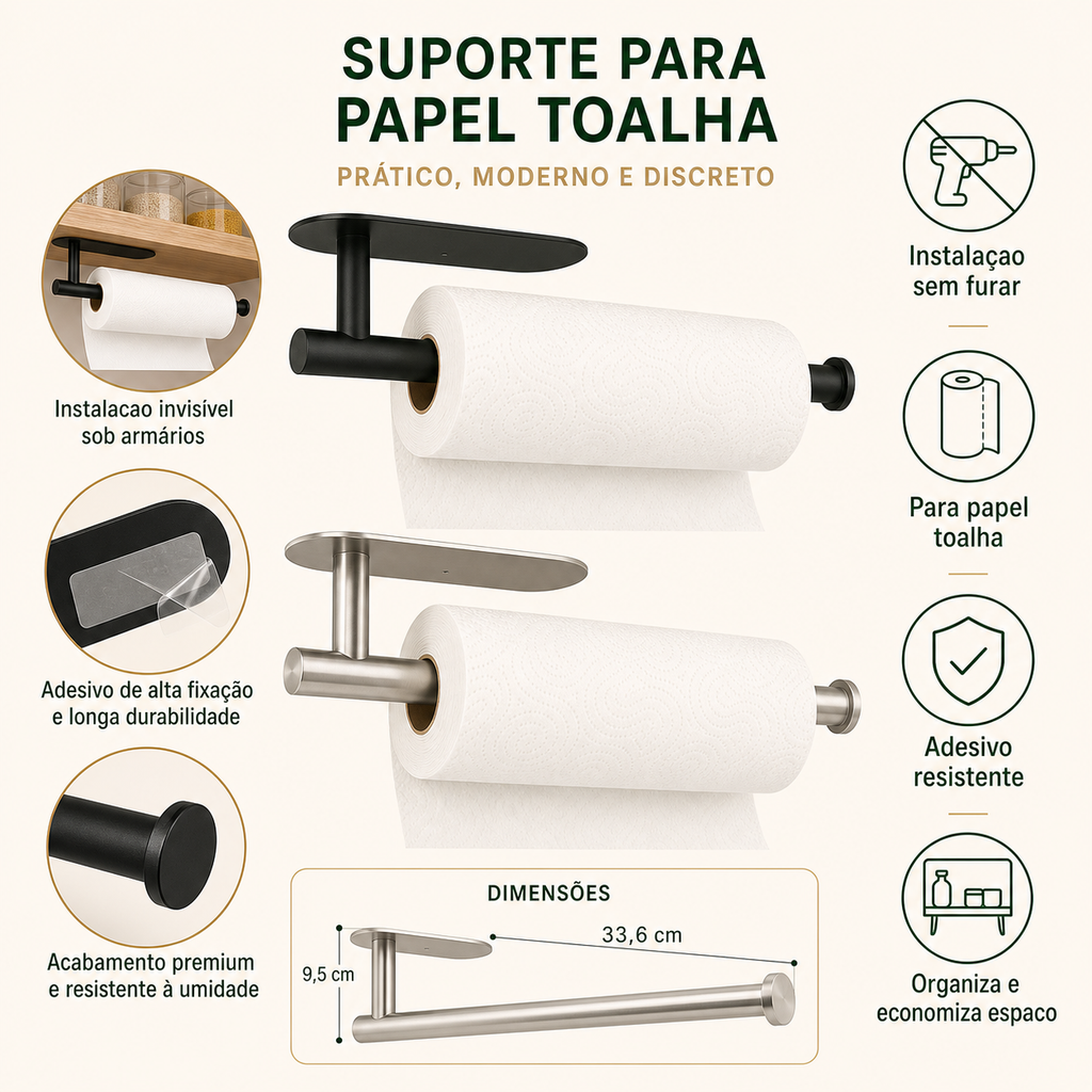Beneficios e medidas do suporte porta papel toalha adesivo
