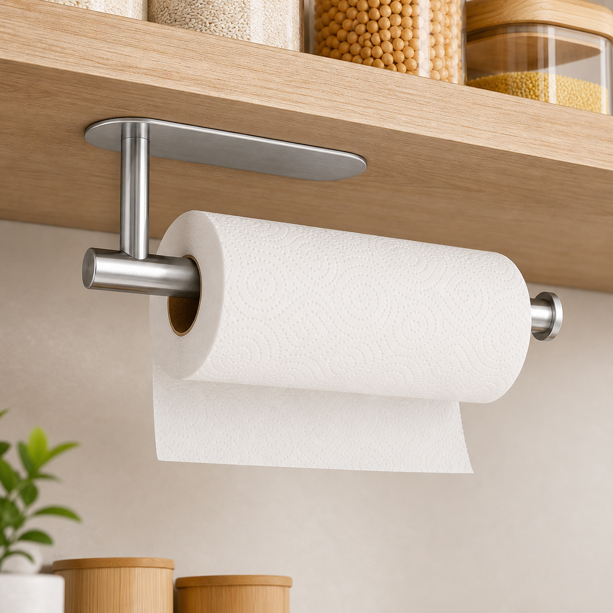 Suporte porta papel toalha inox adesivo sob prateleira